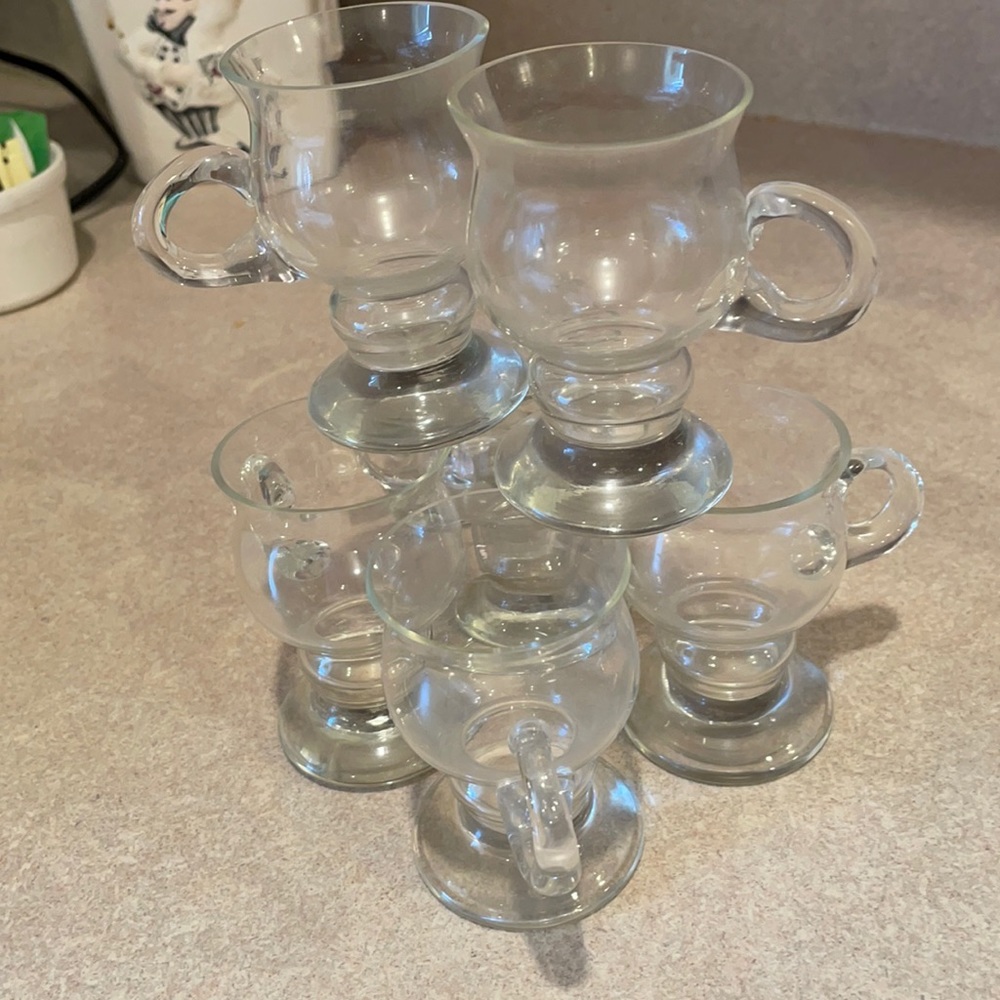 Set of 7 cordial or shot glasses  handles